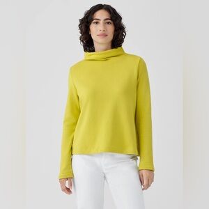 EILEEN FISHER Organic Cotton French Terry Funnel Neck Top